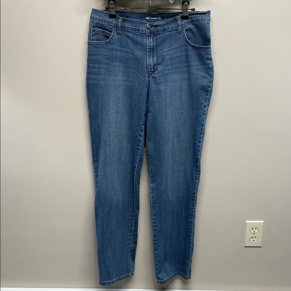 Lee Relaxed Fit Straight Leg Mid Rise Denim Jeans 10 Medium